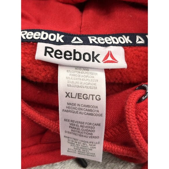 Reebok Mens XL Red Hoodie Sweatshirt Casual Wear Workout Hooded Pullover - Picture 3 of 10